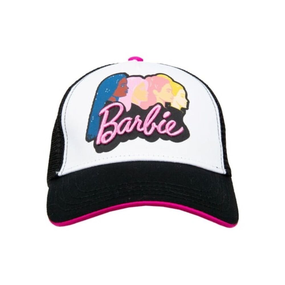 Barbie Colorful Adjustable Trucker Hat w/Black Mesh & Embroidered Pink Letters
